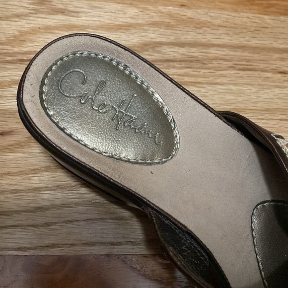 Cole Haan Nike Air Elke Slide Sandals Womens 7 Leather Rose gold old money comfy - Picture 3 of 9
